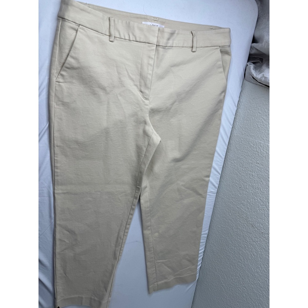 Loft Womens Beige Khaki Ankle Trousers Stretch Dress Pants Size 12